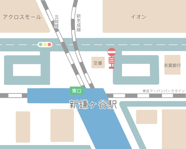 新鎌ヶ谷駅のバス停の地図です。