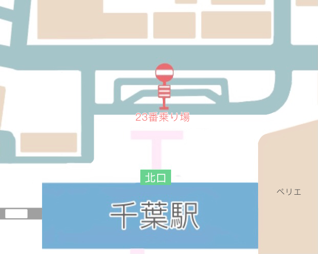 JR千葉駅北口のバス停の地図です。