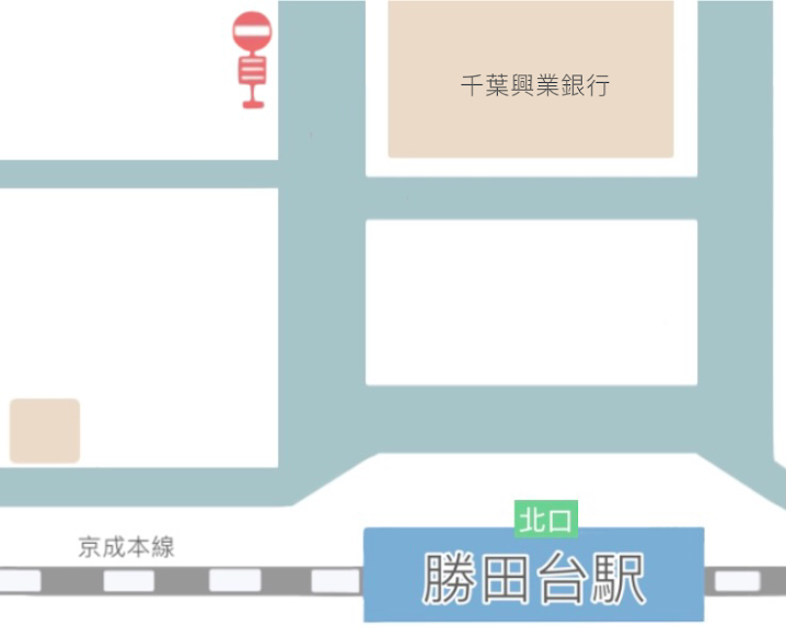 勝田台駅北口のバス停の地図です。