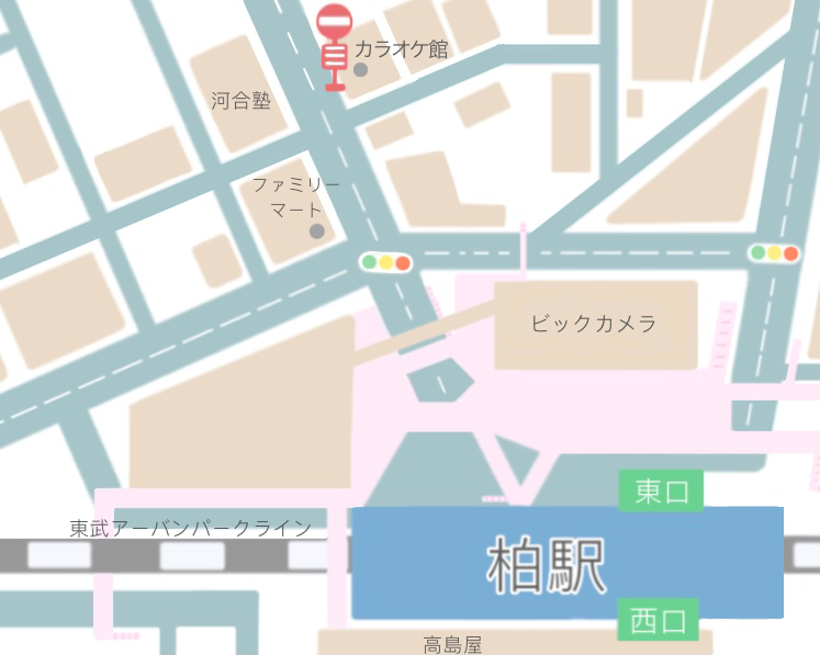 JR・東武柏駅東口のバス停の地図です。